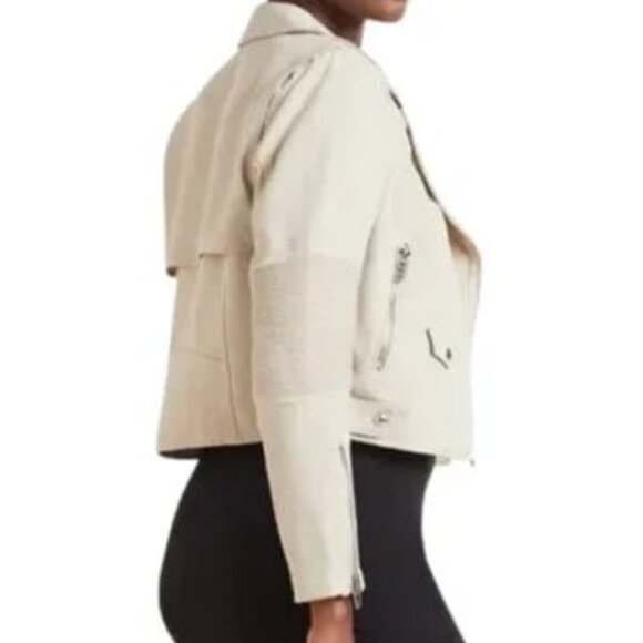 New Blank NYC Songbird Moto Jacket Asymmetric Zip Sand\Taupe XS - Picture 2 of 8